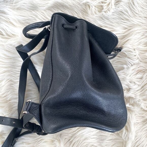 Kate Spade Black Pebbled Leather Backpack Adjustable Straps Gold Tone Logo Chic main image 11